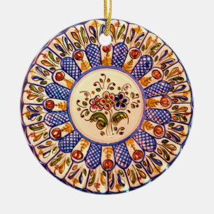 Festive Talavera Cinco Ceramic Tree Decoration