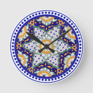 Festive Talavera Ocho Round Clock