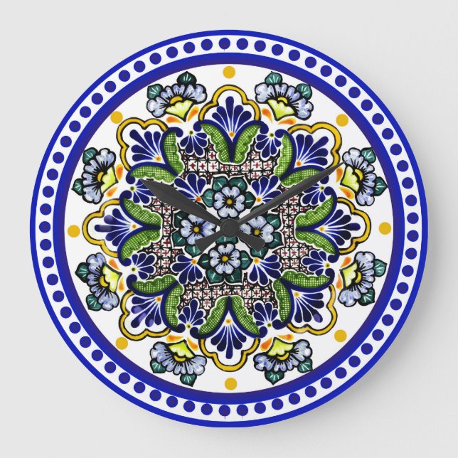 Festive Talavera Siete Large Clock (Front)