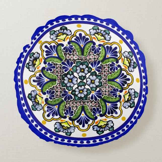 Festive Talavera Siete Round Cushion (Front)