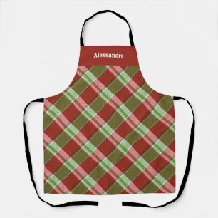 Festive Tartan Plaid Red Green Christmas Apron