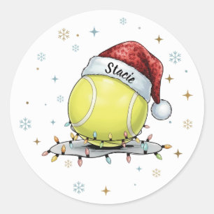 Festive Tennis Ball Holiday Design Classic Round Sticker
