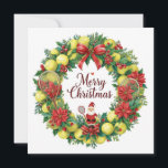 Festive Tennis Wreath for Christmas Holiday Card<br><div class="desc">Celebrate the season with this Festive Tennis Wreath Christmas Holiday Card! Featuring a round wreath made of tennis balls and rackets, decorated with poinsettias, holly, ornaments, and ribbon bows. Inside the wreath, a small Santa Claus or snowman holds a tennis racket, with the text “Merry Christmas” centred in elegant festive...</div>