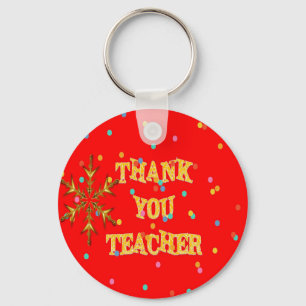 Festive Thank You Teacher Key Ring