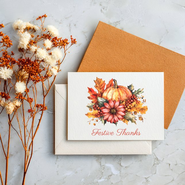 Festive Thanks Pumpkin Bouquet Card (Creator Uploaded)
