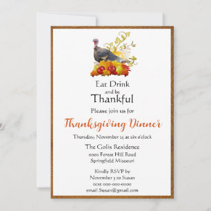 Festive Thanksgiving Dinner  Invitation