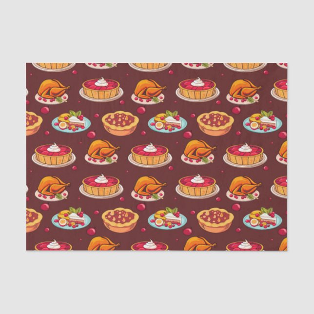 Festive Thanksgiving Feast Pattern Tissue Paper (Front)