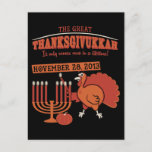 Festive 'Thanksgivukkah' Holiday Postcard<br><div class="desc">Celebrate Hanukkah on Thanksgiving,  or Thanksgivukkah,  with these festive items! Great way to celebrate this special occasion. Also,  keep your eyes out for more designs with the Thanksgivukkah turkey.</div>