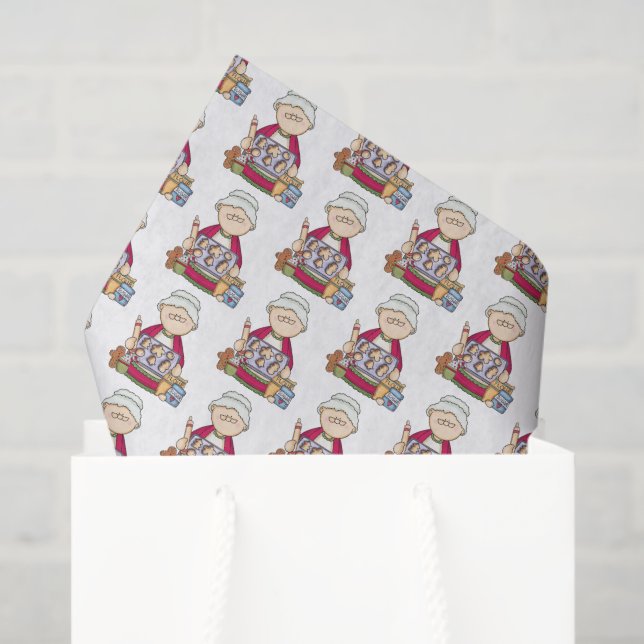 festive tiled baking cookies Mrs. Claus  Tissue Paper (Gift Bag)