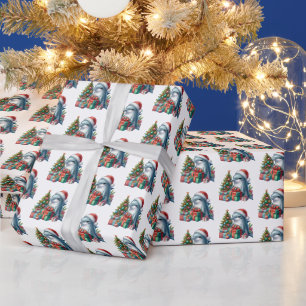 Festive tiled beach dolphin Christmas Wrapping Paper