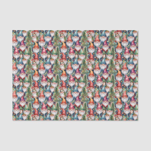 Festive tiled Christmas gnome Tissue Paper (Front)