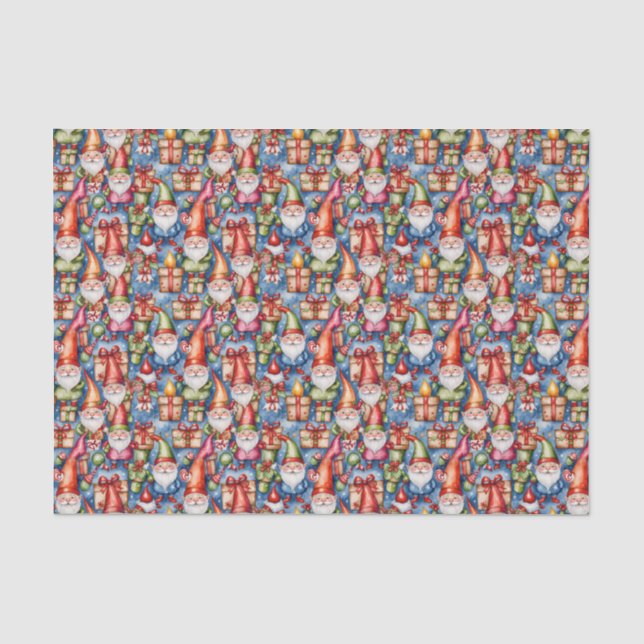 Festive tiled Christmas gnome Tissue Paper (Front)