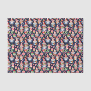 Festive tiled Christmas gnome Tissue Paper