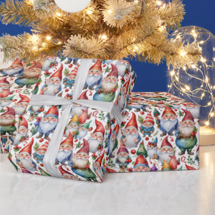 Festive tiled Christmas gnome  Wrapping Paper