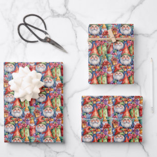 Festive tiled Christmas gnome  Wrapping Paper Sheet