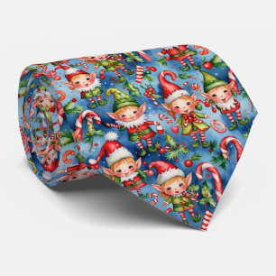 Festive tiled Christmas gnomes Tie