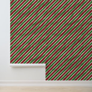 Festive tiled Christmas stripes pattern Wallpaper