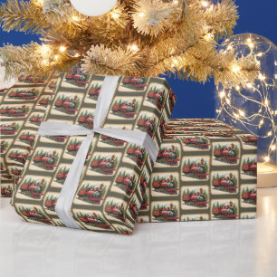 Festive tiled Christmas train  Wrapping Paper