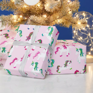 Festive tiled Christmas unicorn pattern Wrapping Paper