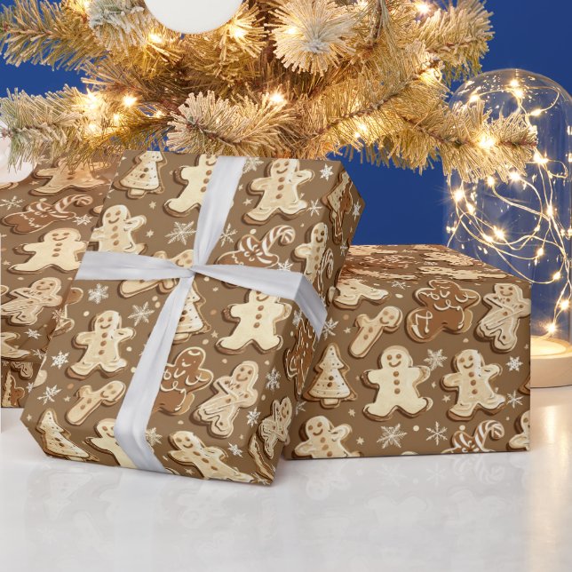 Festive tiled gingerbread Holiday  Wrapping Paper (Holidays)