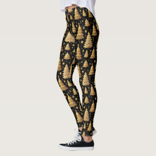Festive tiled golden Christmas trees  Leggings