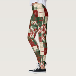 Festive tiled grunge Christmas pattern Leggings