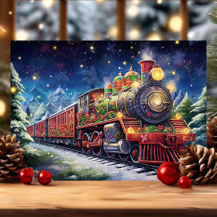 Festive Train Christmas Holiday Card
