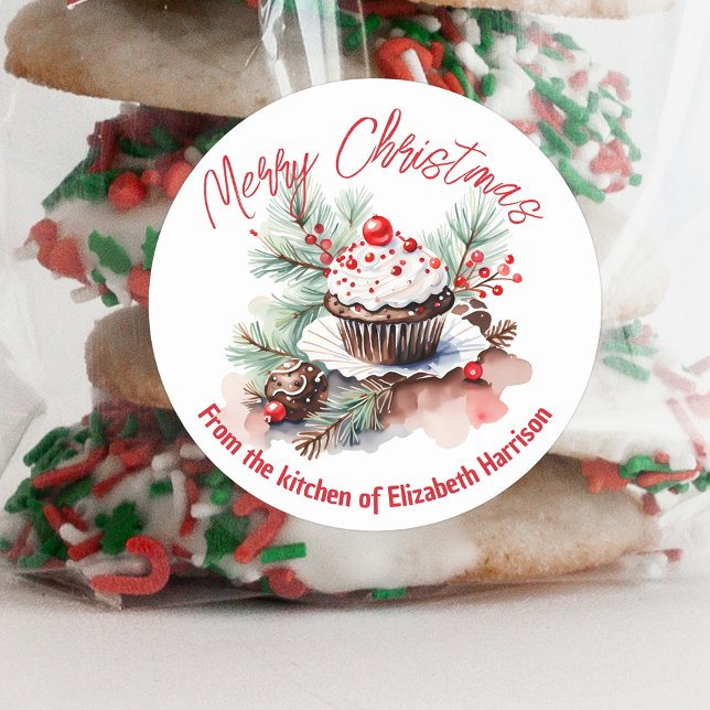 Festive Treats Christmas Holiday Baking Classic Round Sticker (Creator Uploaded)