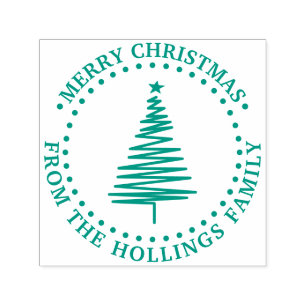 Festive Tree #2 Merry Christmas Greeting Name Self-inking Stamp