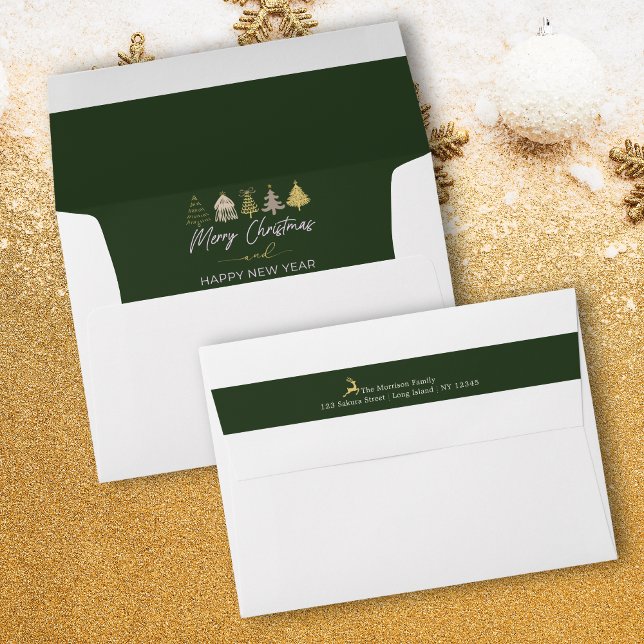 Festive Tree Doodles Green Holiday Envelope (Festive Tree Doodles Green Holiday Envelope)