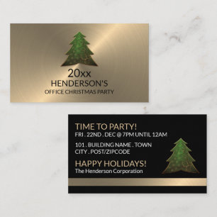 Festive Tree - Gold - Christmas Party Ticket Enclosure Card