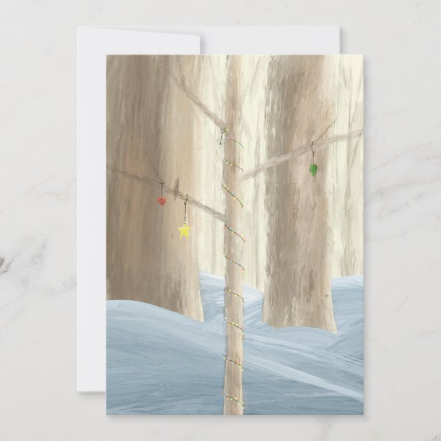 Festive Tree in a Snowy Forest Holiday Card (Front)