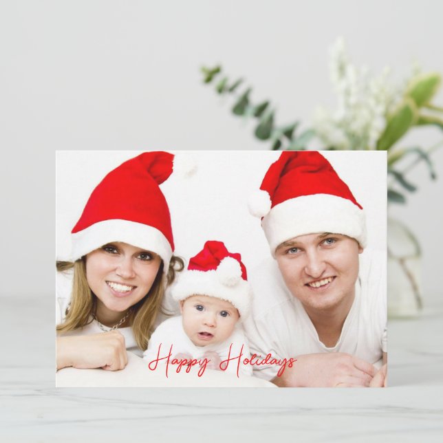Festive Trendy Happy Holiday Photo New Year  Card (Standing Front)