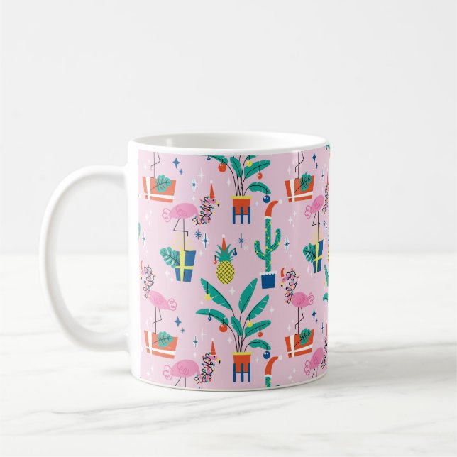Festive Tropical Christmas Pattern Coffee Mug (Left)