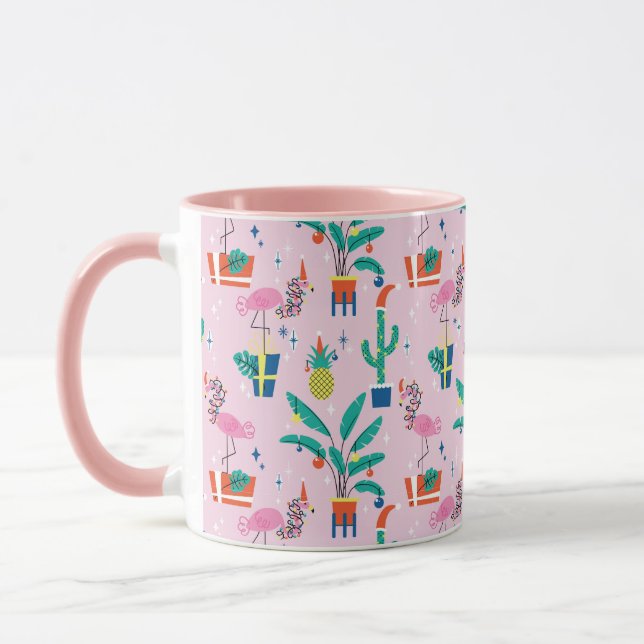 Festive Tropical Christmas Pattern Mug (Left)