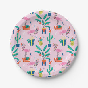 Festive Tropical Christmas Pattern Paper Plate