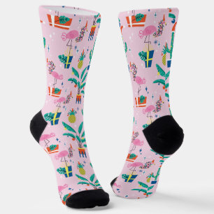 Festive Tropical Christmas Pattern Socks