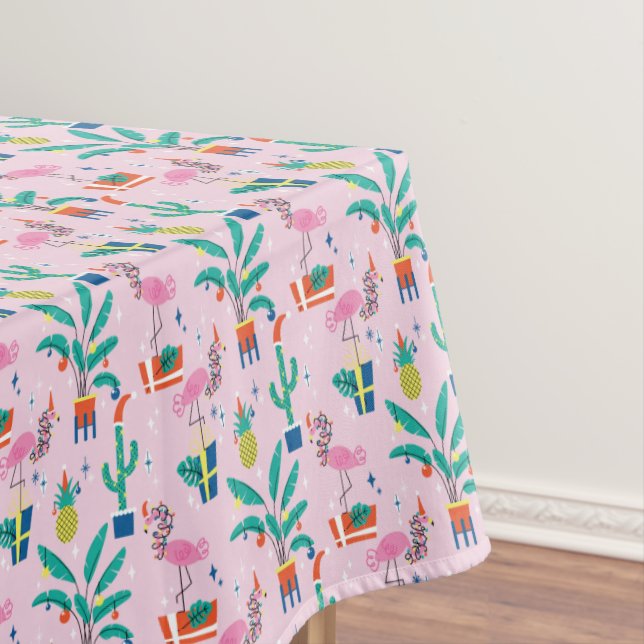 Festive Tropical Christmas Pattern Tablecloth (In Situ)