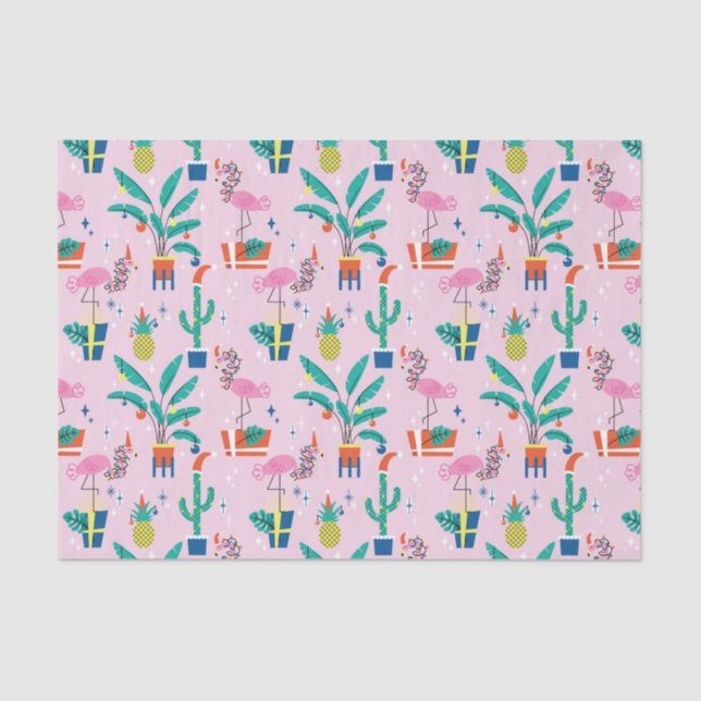 Festive Tropical Christmas Pattern Tissue Paper (Front)