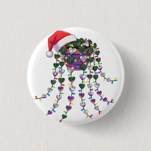 Festive Tropical Houseplant Wearing a Santa Hat 3 Cm Round Badge