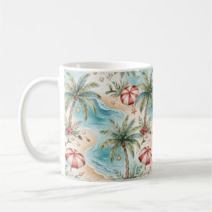 Festive Tropical Palm Trees Christmas lights  Coffee Mug