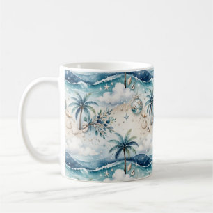 Festive Tropical Palm Trees Christmas Ornaments Coffee Mug