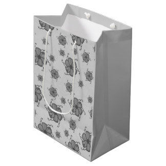 Festive Tropics Floral Monochrome Gift Bag Grey