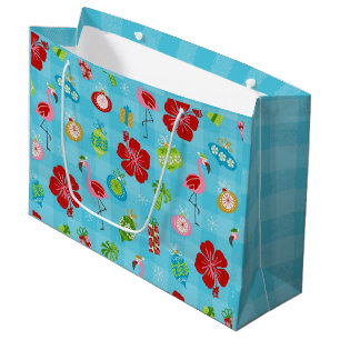 Festive Tropics Hawaiian Holiday Mid Century Mod Large Gift Bag