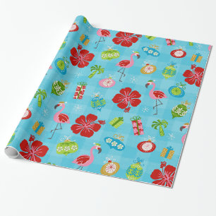 Festive Tropics Hawaiian Holiday Mid Century Mod Wrapping Paper