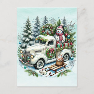 Festive Truck Vintage Christmas Delivery Holiday Postcard