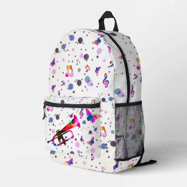 Festive Trumpet Printed Backpack (Back Corner Right)