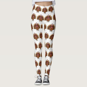 Festive Turkey with String Lights Leggings
