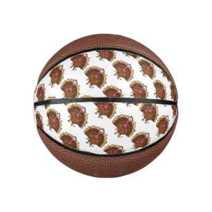 Festive Turkey with String Lights Mini Basketball