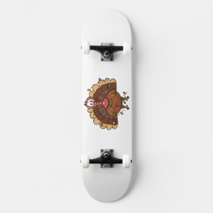 Festive Turkey with String Lights Skateboard